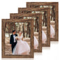 iRahmen 8x10 Picture Frame Set of 4, High Definition Real Glass Rustic Brown Frame, 8 x 10 Wood Photo Frames for Desktop Display and Wall Mounting