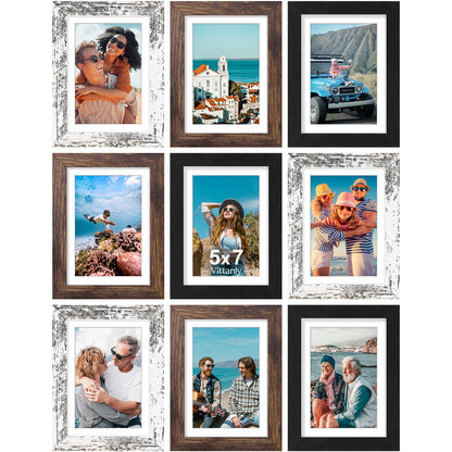 Vittanly 8x10 Picture Frames Set of 9 for Wall or Tabletop Display, Gold