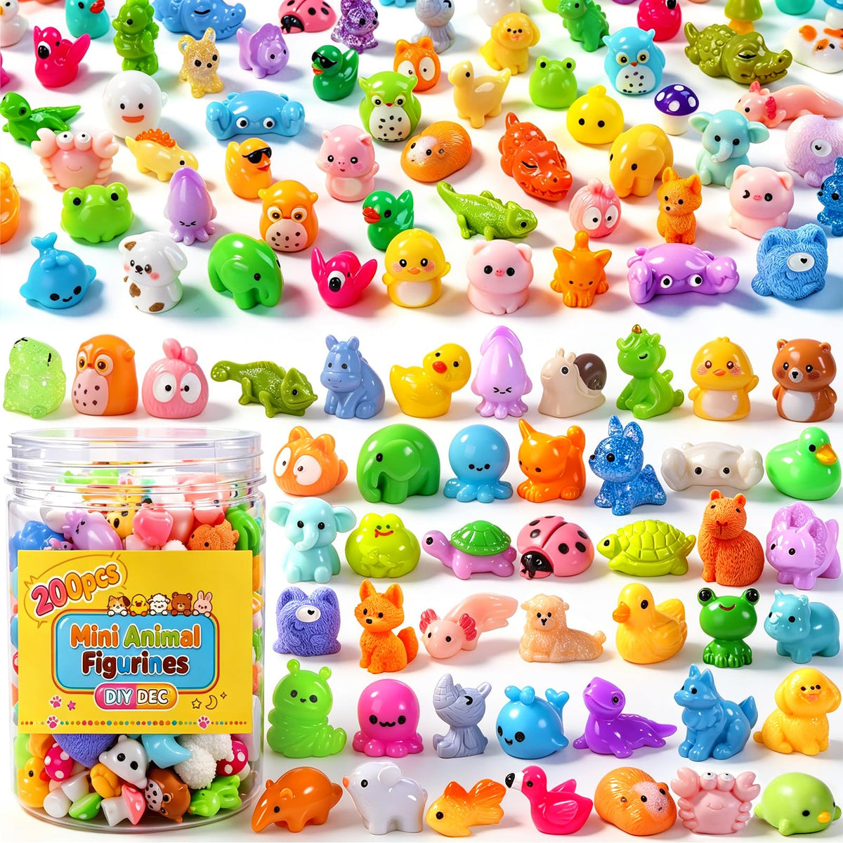DIYDEC 40pcs Mini Resin Animal 40 Styles Tiny Resin Animals Miniature Little Small Animal Figures Bulk for Micro Fairy Garden Landscape Accessories Dollhouse Hide Crafts Decor Aquarium Toys