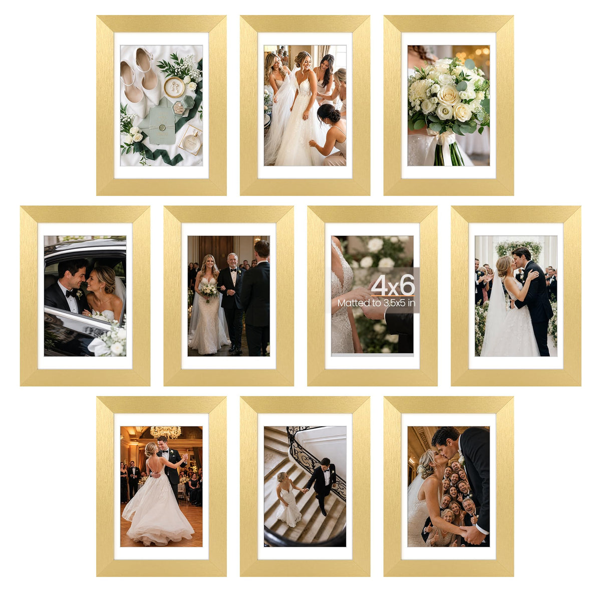 upsimples 4x6 Picture Frame, Photo Collage Wall Decor Set of 10, Black