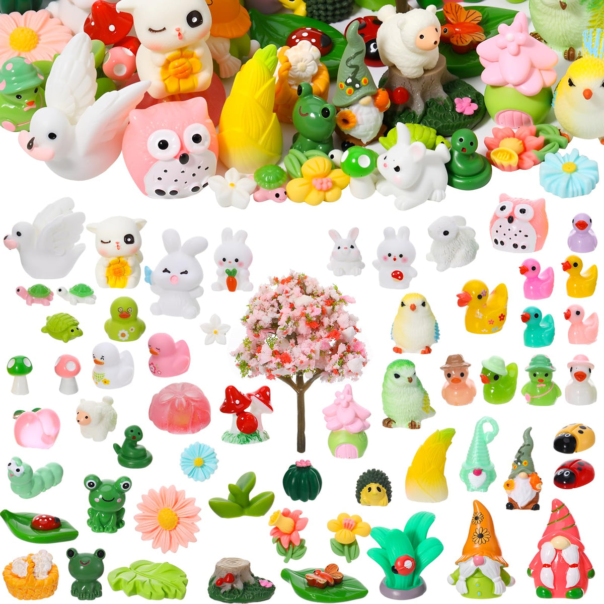 60 Pcs Fairy Garden Accessories Mini Resin Figurines