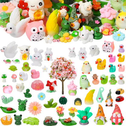 60 Pcs Fairy Garden Accessories Mini Resin Figurines