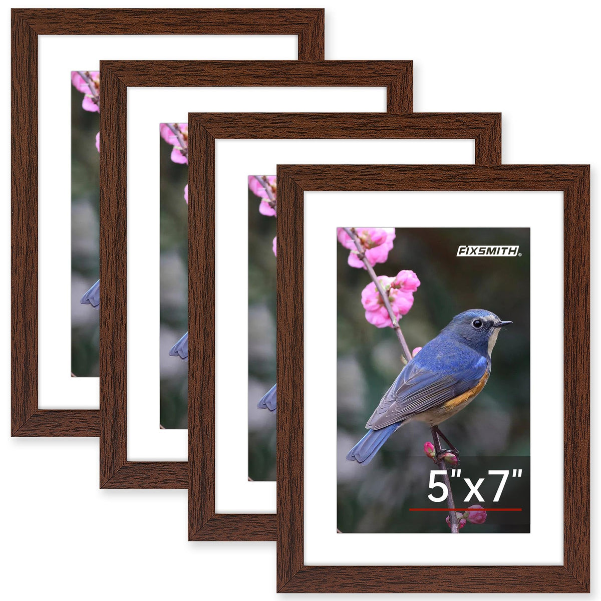 FIXSMITH 5x7 Picture Frame Bulk-4 Pack, Gold Picture Frames Collage Wall Decor, Wall & Tabletop Picture Frames, Photo Frame with HD Plexiglass, Display Pictures 4x6 with Mat or 5x7 Without Mat
