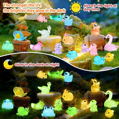 100PCS Mini Glow in The Dark Animal Resin Models Mystery Resin Animals Blind Bag Tiny Animal Figurines for Micro Landscape Garden Aquarium Dollhouse Party Favors Surprise Gifts for Kids ﻿