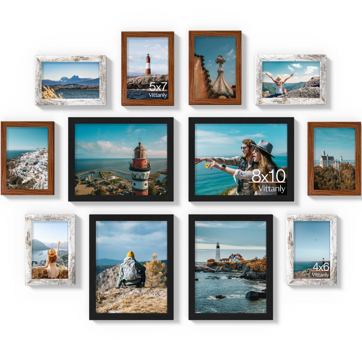 Vittanly 12 Pack Picture Frames Collage Wall Decor, Black