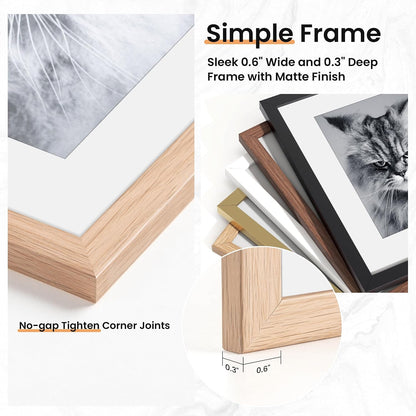 Venusmiles 15 Pack Picture Frames Collage Wall Decor, Gallery Frame Set for Wall Mounting or Tabletop Display, Multi Sizes Including 3pcs 8x10, 6pcs 5x7, 6pcs 4x6, Oak