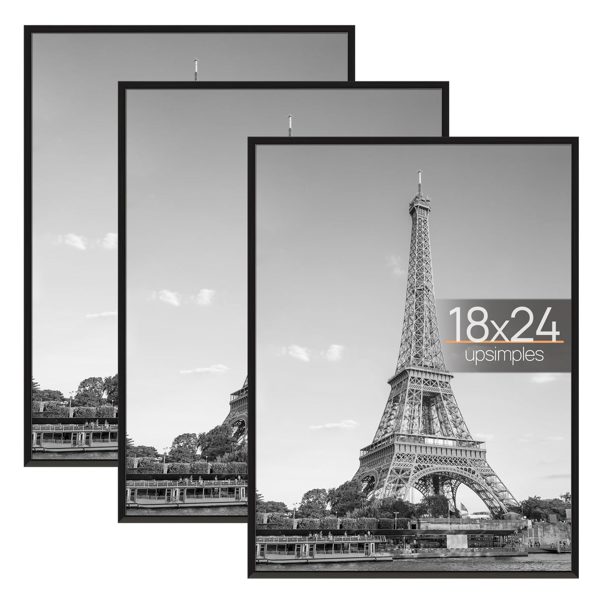 upsimples 16x24 Poster Frame, Easy Slide-In Assembly, Black, 3 Pack