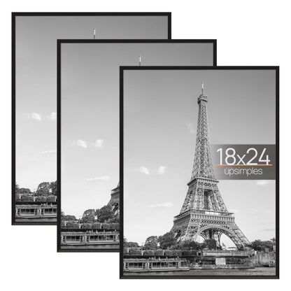 upsimples 16x24 Poster Frame, Easy Slide-In Assembly, Black, 3 Pack
