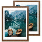 Hongkee 5x7 Picture Frame Set of 2, Real Glass and Wood Frame for Mat 4x6
