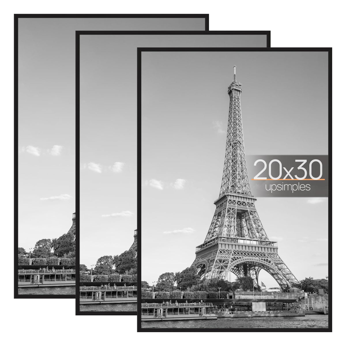 upsimples 16x24 Poster Frame, Easy Slide-In Assembly, Black, 3 Pack