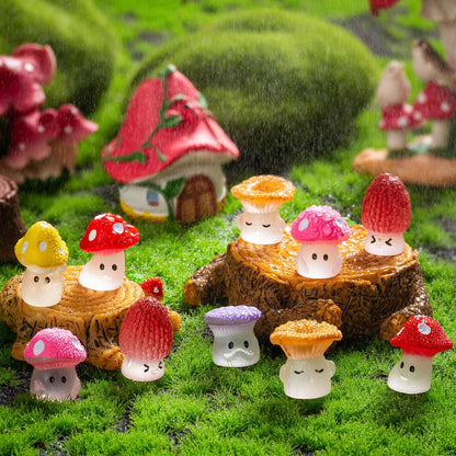 24pcs Mini Mushrooms Cute Resin Tiny Mushroom Figurines