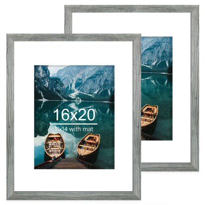 Hongkee 5x7 Picture Frame Set of 2, Real Glass and Wood Frame for Mat 4x6