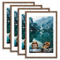 Hongkee 8x10 Picture Frame Set of 4, Real Glass and Wood Frame, 5x7 Mat