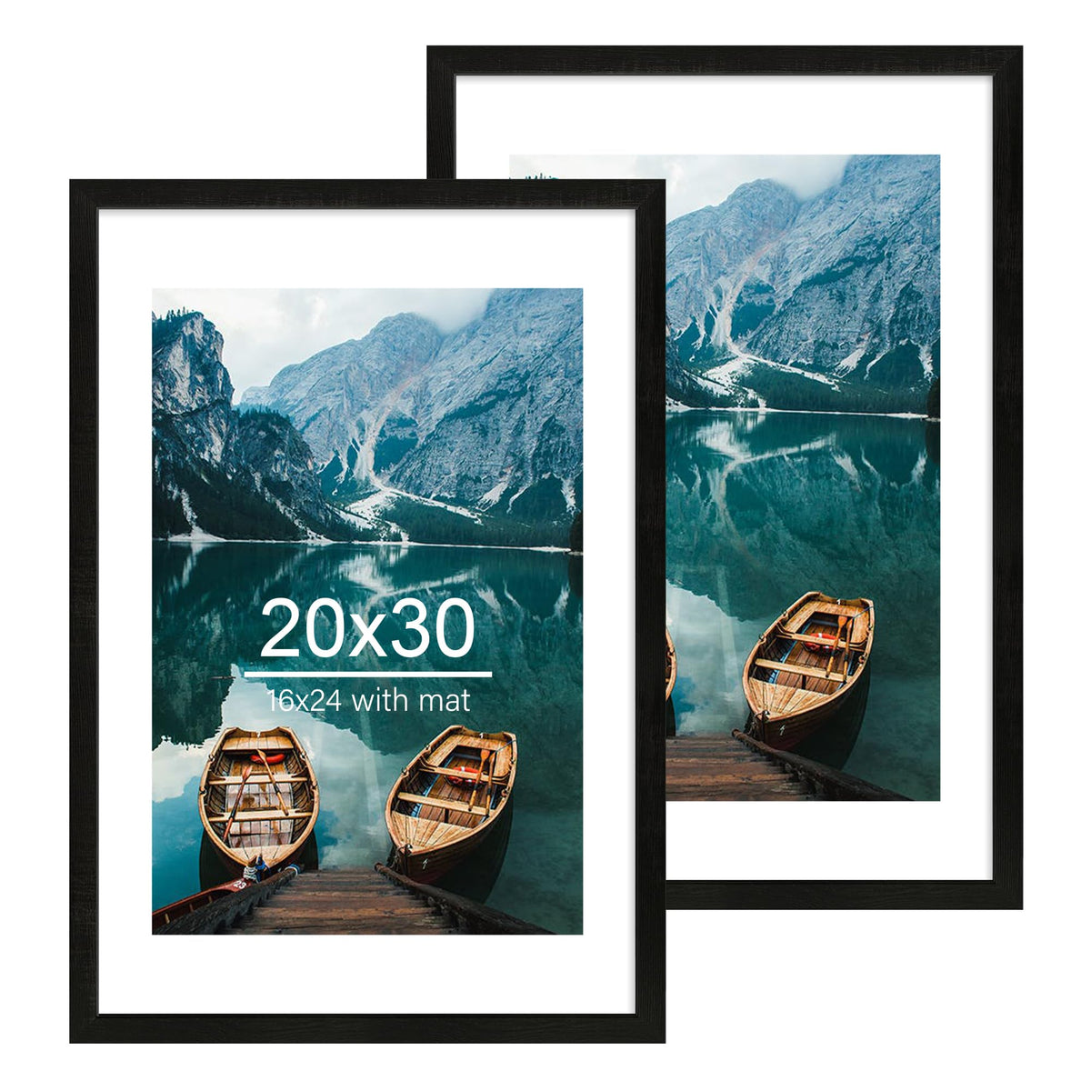 Hongkee 5x7 Picture Frame Set of 2, Real Glass and Wood Frame for Mat 4x6