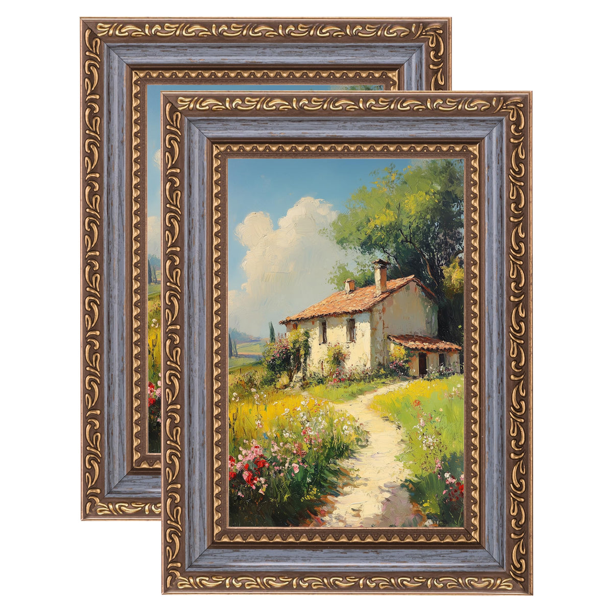 eletecpro 5x7 Vintage Picture Frame, Glass Cover, Gold, 2-Pack