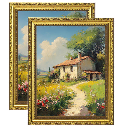 eletecpro 5x7 Vintage Picture Frame, Glass Cover, Gold, 2-Pack