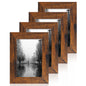 iRahmen 8x10 Picture Frame Set of 4, High Definition Real Glass Rustic Brown Frame, 8 x 10 Wood Photo Frames for Desktop Display and Wall Mounting