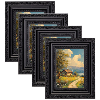 eletecpro 8x10 Vintage Picture Frame, Glass Cover, Gold, 4-Pack