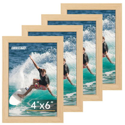 FIXSMITH 5x7 Picture Frame Bulk-4 Pack, Gold Picture Frames Collage Wall Decor, Wall & Tabletop Picture Frames, Photo Frame with HD Plexiglass, Display Pictures 4x6 with Mat or 5x7 Without Mat
