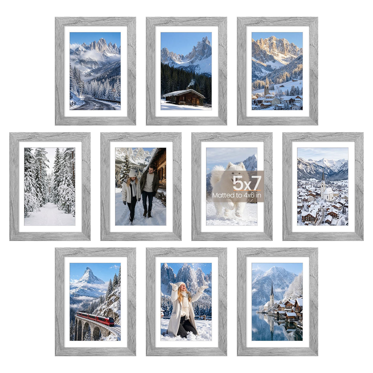 upsimples 4x6 Picture Frame, Photo Collage Wall Decor Set of 10, Black