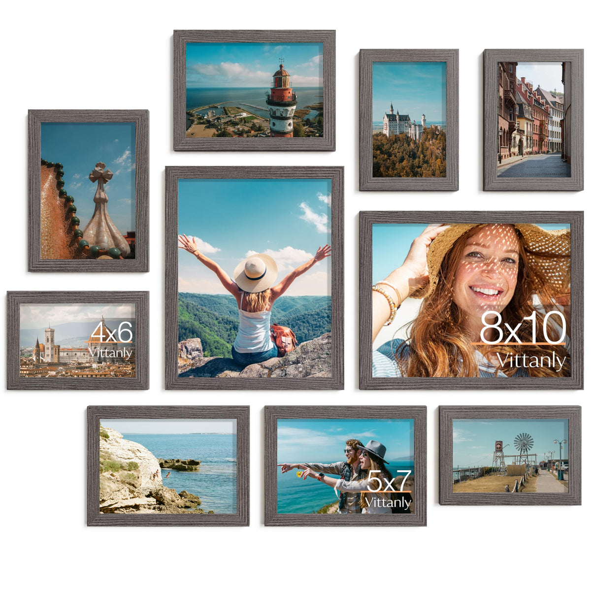 Vittanly 10 Pack Picture Frames Collage Wall Decor, Black