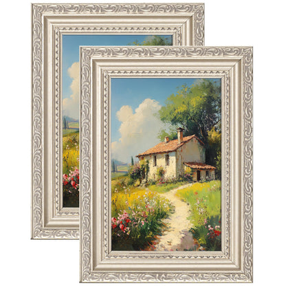 eletecpro 5x7 Vintage Picture Frame, Glass Cover, Gold, 2-Pack