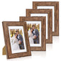 Hongkee 8x10 Picture Frame Set of 4, Real Glass and Wood Frame, 5x7 Mat