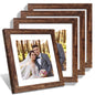 Hongkee 8x10 Picture Frame Set of 4, Real Glass and Wood Frame, 5x7 Mat