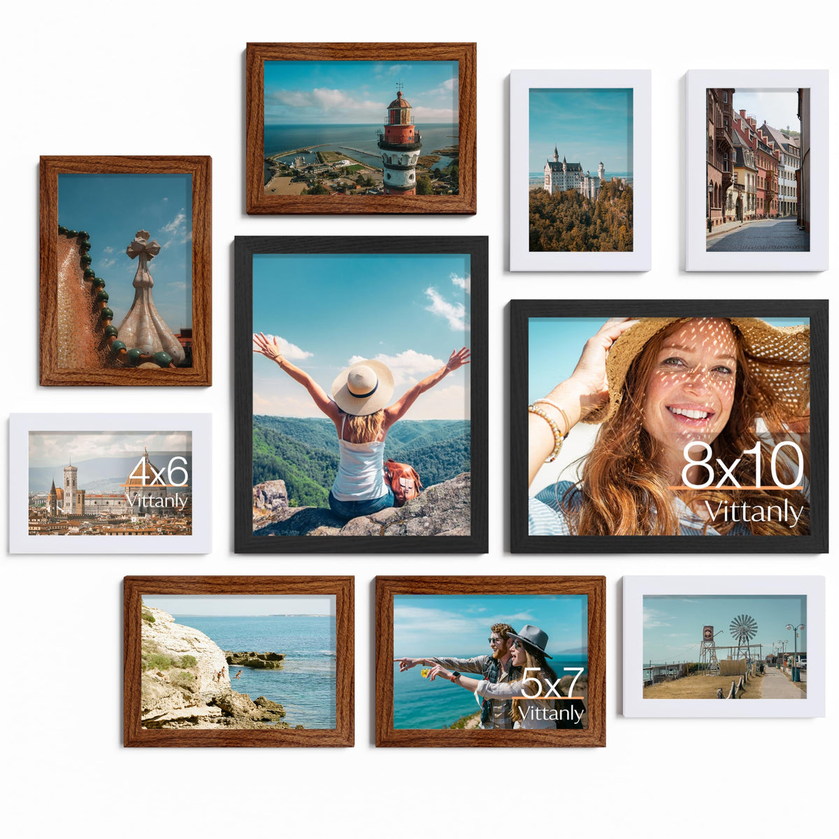 Vittanly 10 Pack Picture Frames Collage Wall Decor, Black