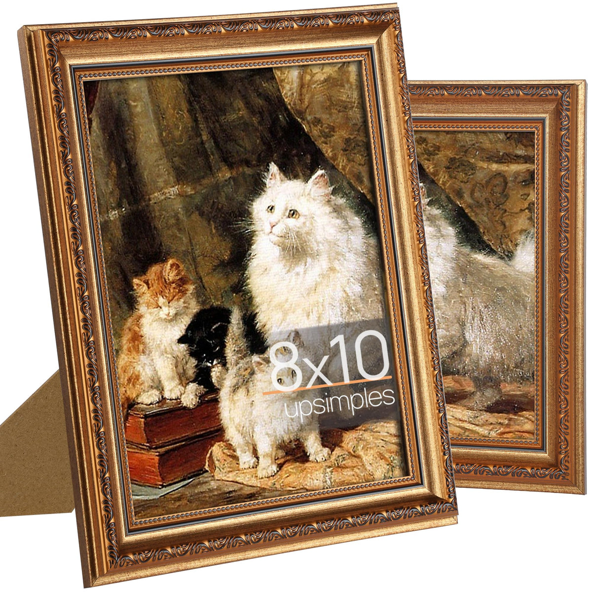 upsimples Vintage 5x7 Picture Frame, Antique Gold Frames, 2 Pack