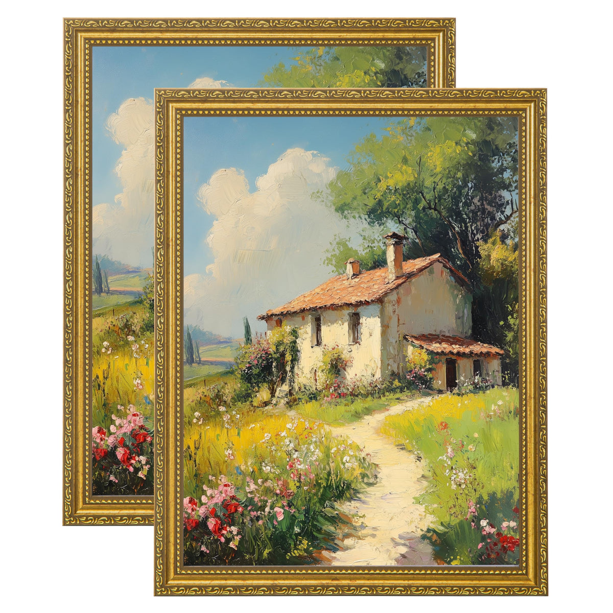 eletecpro 5x7 Vintage Picture Frame, Glass Cover, Gold, 2-Pack