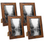 iRahmen 8x10 Picture Frame Set of 4, High Definition Real Glass Rustic Brown Frame, 8 x 10 Wood Photo Frames for Desktop Display and Wall Mounting