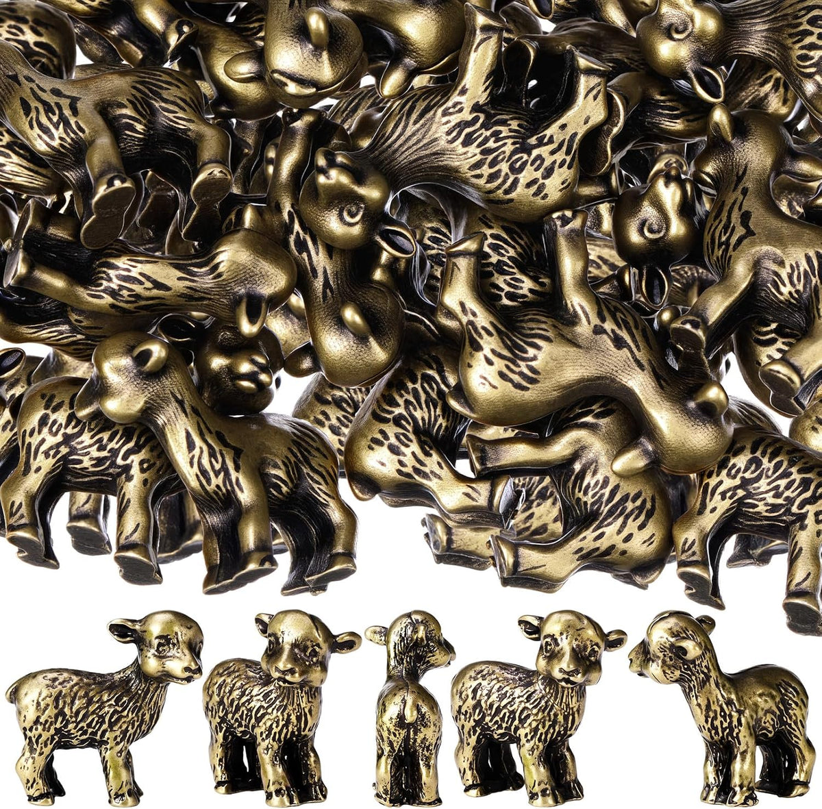 Civaner 24 Pcs Mini Sheep Figurines, Miniature Lamb, Mini Brass Figurines