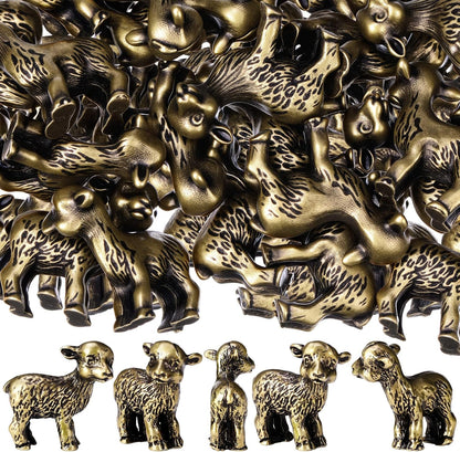 Civaner 24 Pcs Mini Sheep Figurines, Miniature Lamb, Mini Brass Figurines
