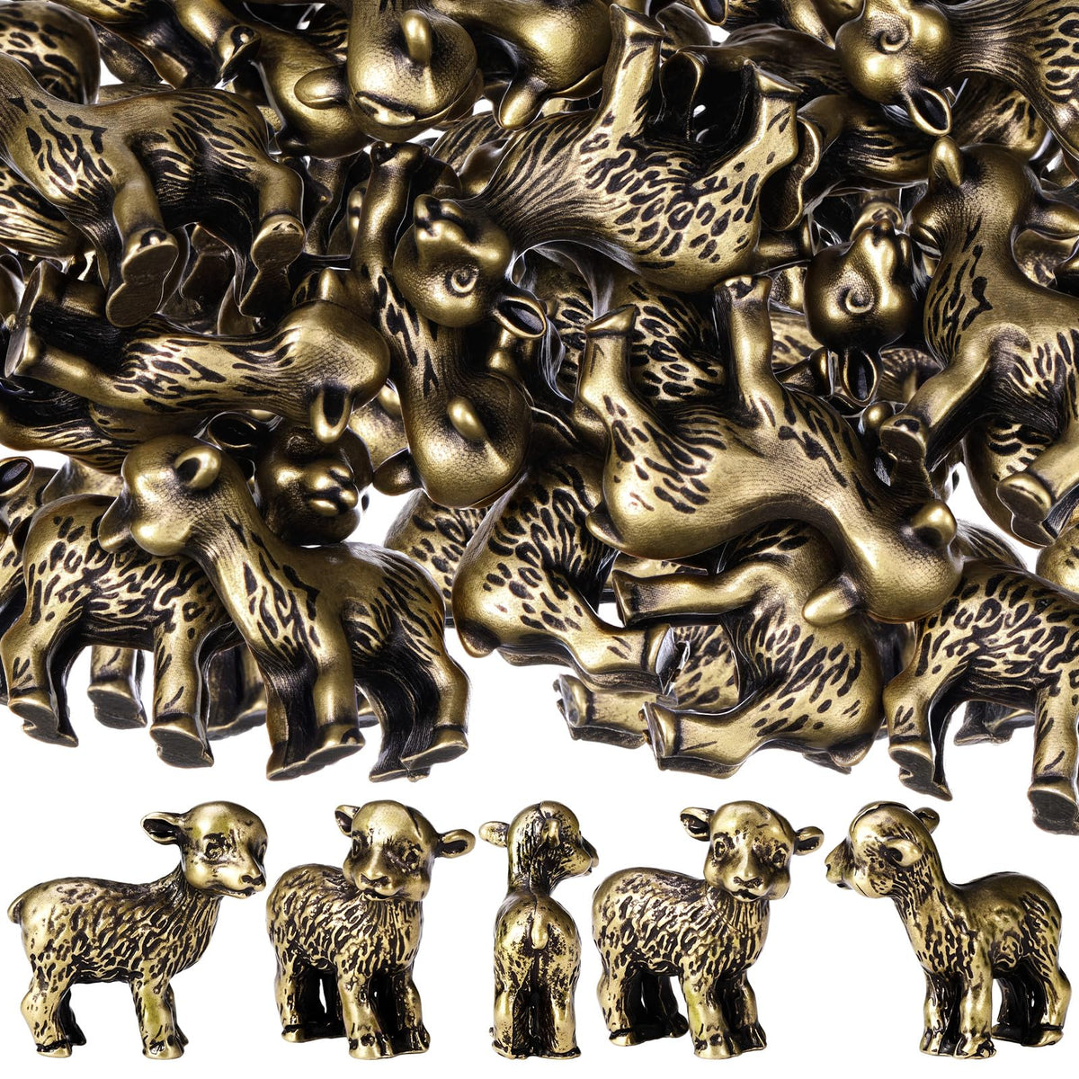 Civaner 24 Pcs Mini Sheep Figurines, Miniature Lamb, Mini Brass Figurines