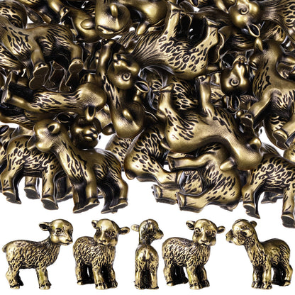 Civaner 24 Pcs Mini Sheep Figurines, Miniature Lamb, Mini Brass Figurines