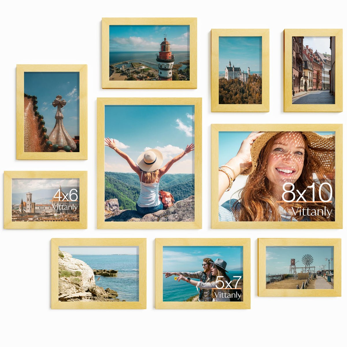 Vittanly 10 Pack Picture Frames Collage Wall Decor, Black