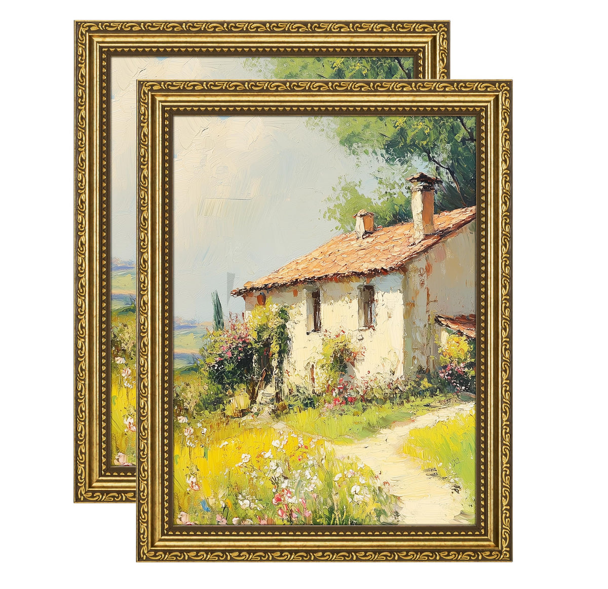 eletecpro 5x7 Vintage Picture Frame, Glass Cover, Gold, 2-Pack