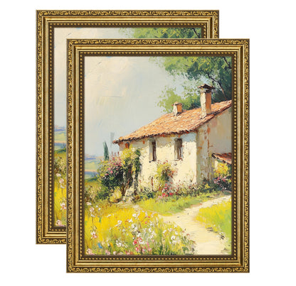 eletecpro 5x7 Vintage Picture Frame, Glass Cover, Gold, 2-Pack