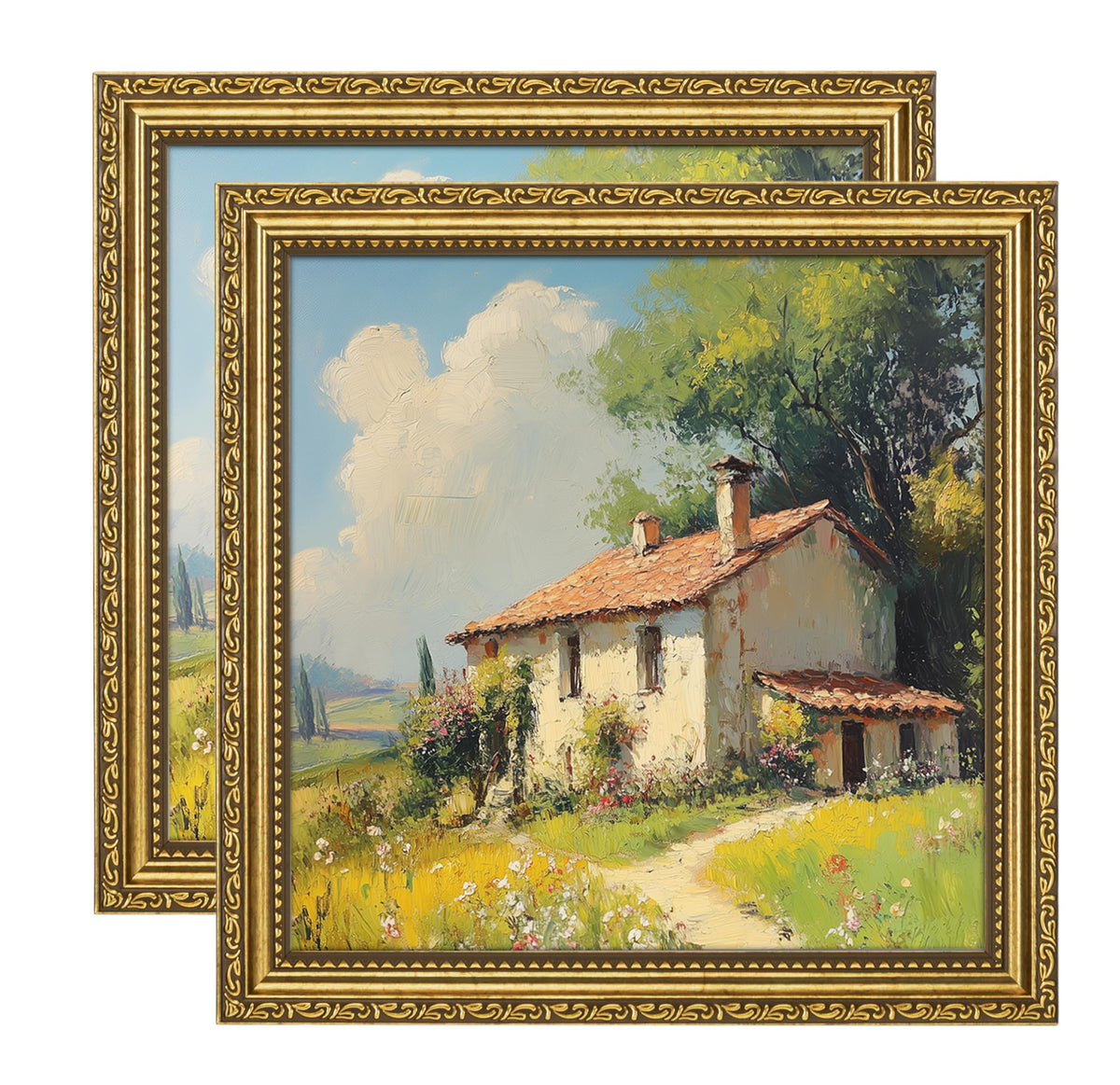 eletecpro 5x7 Vintage Picture Frame, Glass Cover, Gold, 2-Pack