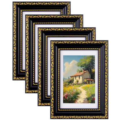 eletecpro 8x10 Vintage Picture Frame, Glass Cover, Gold, 4-Pack