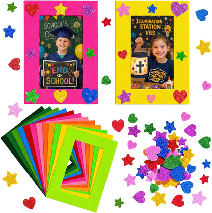 Jetec 24 Pieces Felt Craft Picture Frames with Stickers 4x6 in 12 Colors