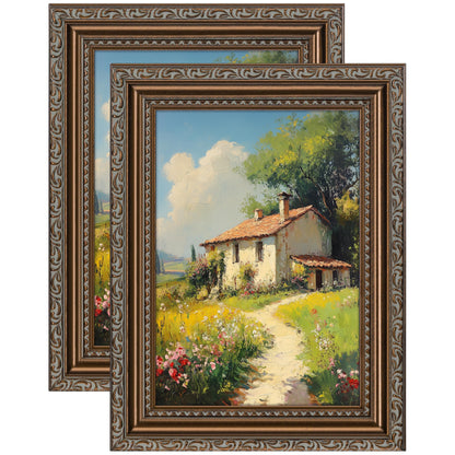 eletecpro 5x7 Vintage Picture Frame, Glass Cover, Gold, 2-Pack