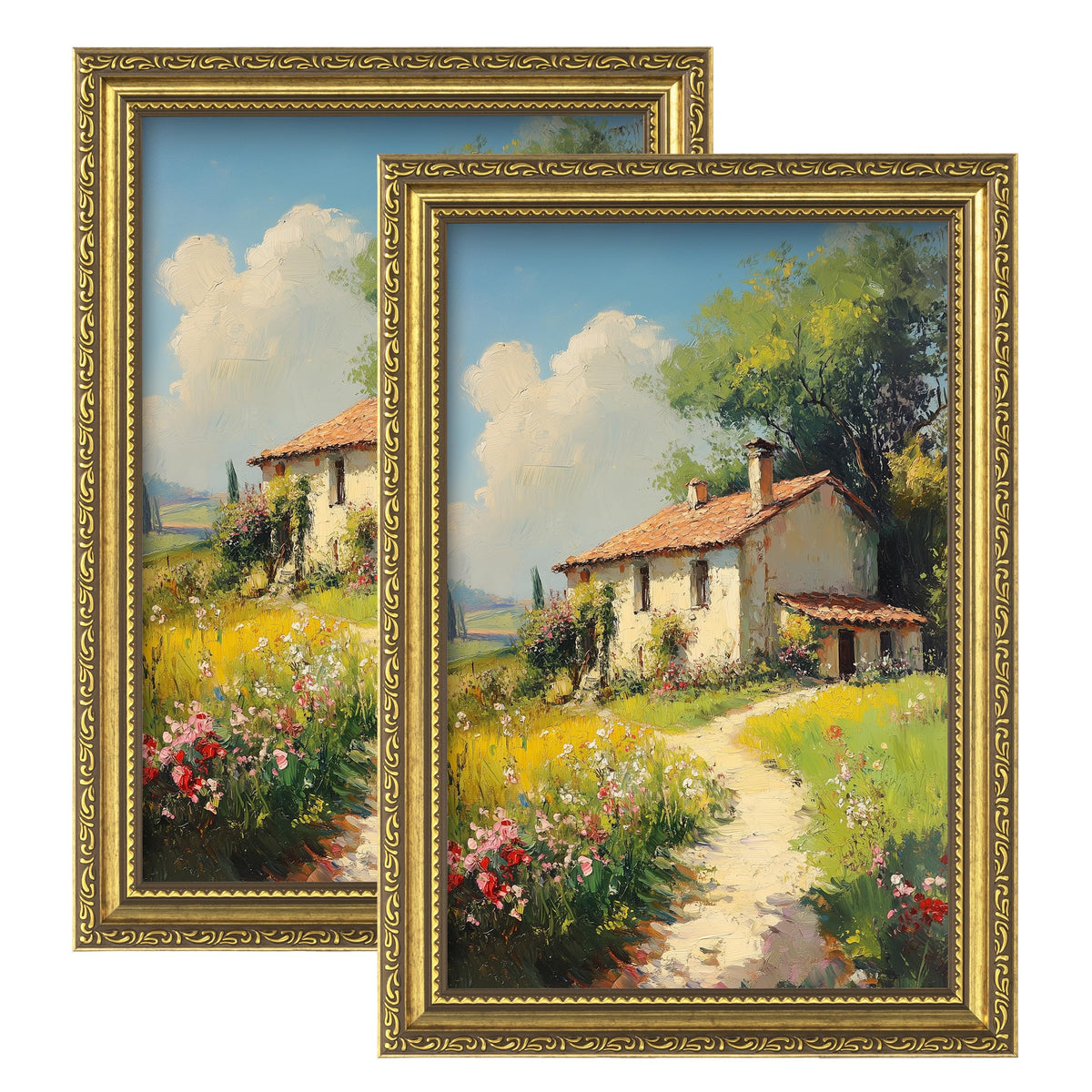 eletecpro 5x7 Vintage Picture Frame, Glass Cover, Gold, 2-Pack