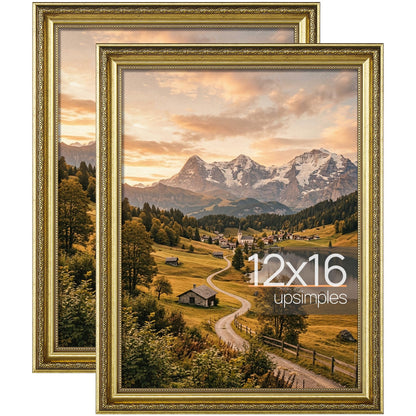 upsimples Vintage 5x7 Picture Frame, Antique Gold Frames, 2 Pack