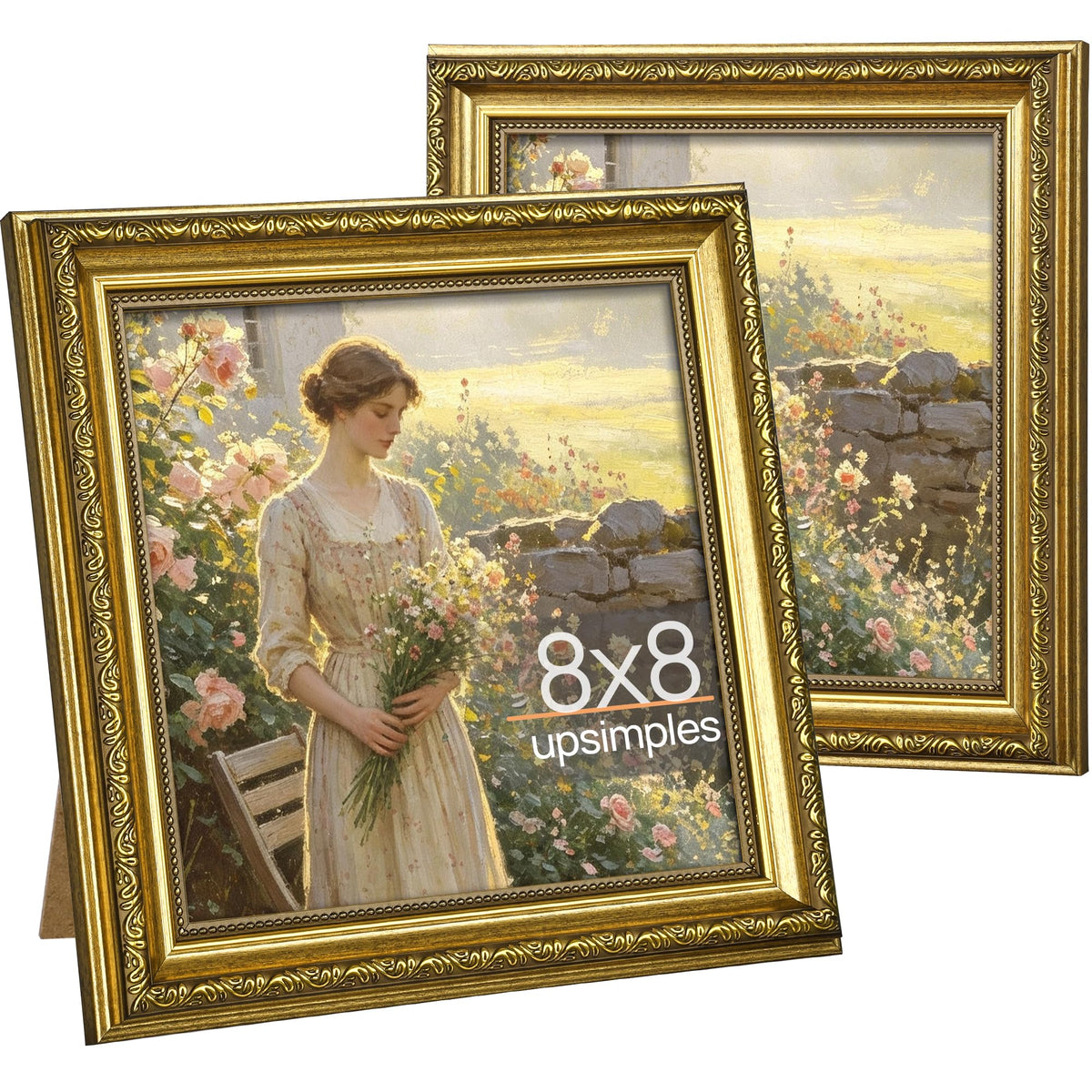 upsimples Vintage 5x7 Picture Frame, Antique Gold Frames, 2 Pack