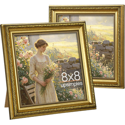 upsimples Vintage 5x7 Picture Frame, Antique Gold Frames, 2 Pack