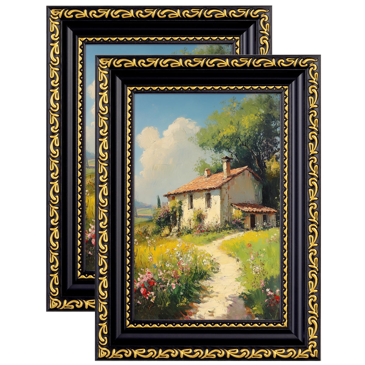 eletecpro 5x7 Vintage Picture Frame, Glass Cover, Gold, 2-Pack
