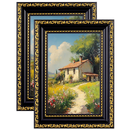 eletecpro 5x7 Vintage Picture Frame, Glass Cover, Gold, 2-Pack
