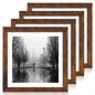 iRahmen 8x10 Picture Frame Set of 4, High Definition Real Glass Rustic Brown Frame, 8 x 10 Wood Photo Frames for Desktop Display and Wall Mounting